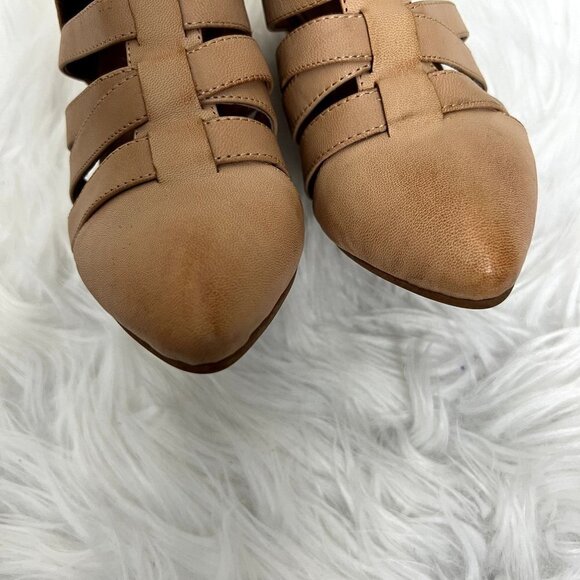 Jeffrey Campbell Womens 5 Vector Tan Camel Leather Wedge Gladiator Cage Booties - Picture 6 of 11